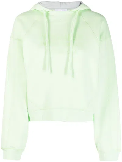 Patrizia Pepe Flocked-logo Cotton Hoodie In Green