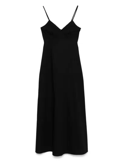 Patrizia Pepe Floor-length Black Dress With Minimalist Design