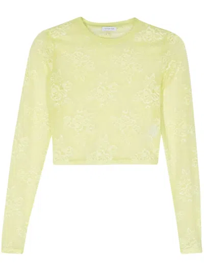 Patrizia Pepe Floral-lace Crop Top In Green