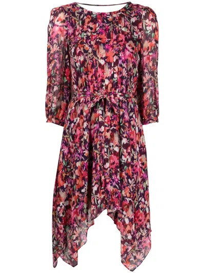 Patrizia Pepe Floral-print Belted Short Dress In Red