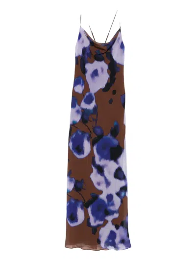 Patrizia Pepe Floral-print Dress In Brown