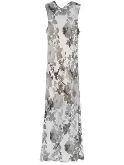 Patrizia Pepe Floral-print Midi Dress In Grey