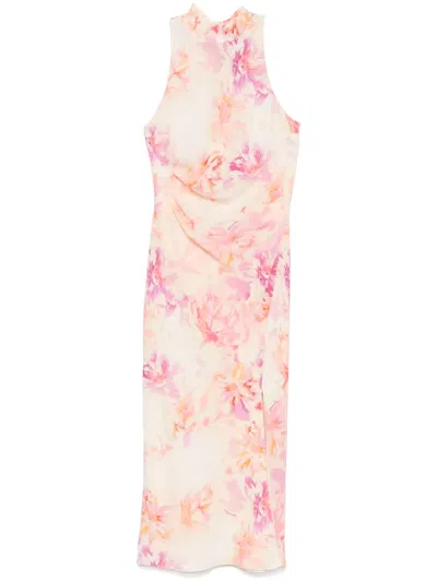 Patrizia Pepe Floral-print Midi Dress In Pink