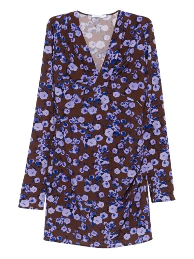 Patrizia Pepe Floral-print Mini Dress In Brown