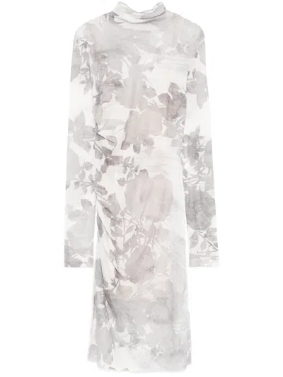 Patrizia Pepe Floral-print Mini Dress In Grey