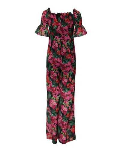 Pre-owned Patrizia Pepe Floral Print Overall Jumpsuit Women's Dress () In Multi