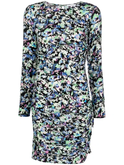 Patrizia Pepe Floral-print Ruched Dress In Blue