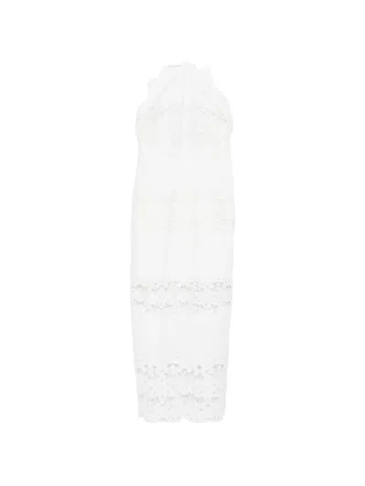 Patrizia Pepe Floral-embroidery Midi Dress In White