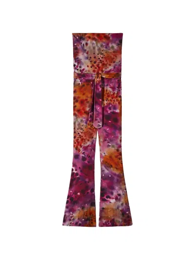 Patrizia Pepe Floral-print Strapless Jumpsuit In Brown
