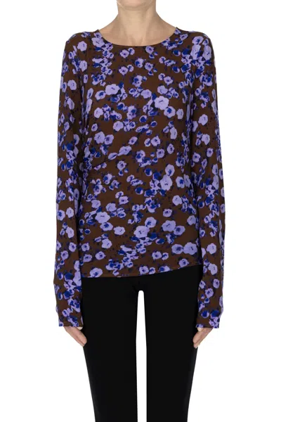 Patrizia Pepe Flower Print Blouse In Brown