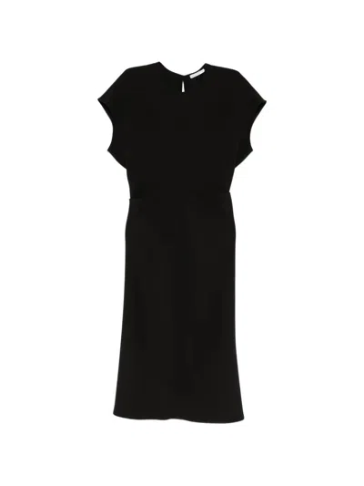 Patrizia Pepe Fluid Midi Dress In Twill In Black
