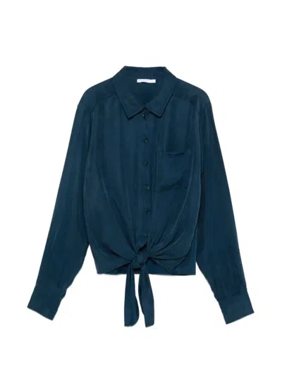 Patrizia Pepe Fluid Shirt With Bow In Blue