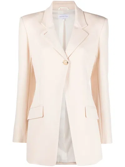 Patrizia Pepe Fly-buckle Twill Blazer In Neutrals