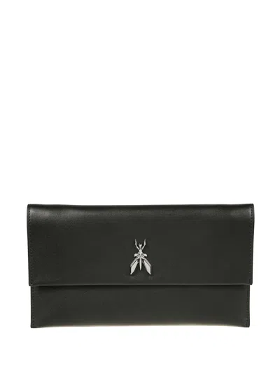 Patrizia Pepe Fly Leather Clutch Bag In Black