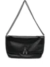Patrizia Pepe Fly Leather Shoulder Bag In Black