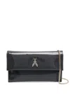 Patrizia Pepe Fly-logo Chain Clutch Bag In Grey