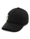 Patrizia Pepe Fly Logo Plaque Curved Cap In Black