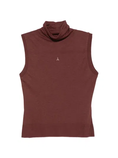 Patrizia Pepe Fly Logo Sleeveless Top In Brown