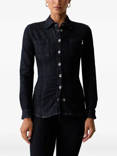 Patrizia Pepe Fly Logo-plaque Denim Shirt In Blue
