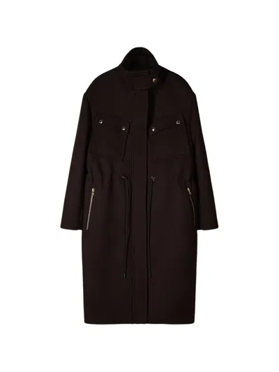 Patrizia Pepe Fly Panelled Coat In Brown