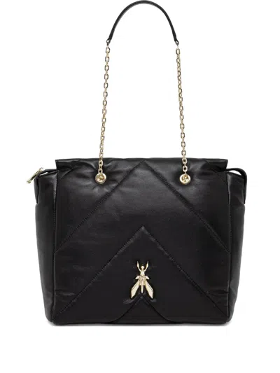 Patrizia Pepe Fly-plaque Quilted Tote Bag In Black