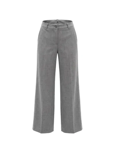 Patrizia Pepe Fly Rivet Straight-leg Trousers In Gray