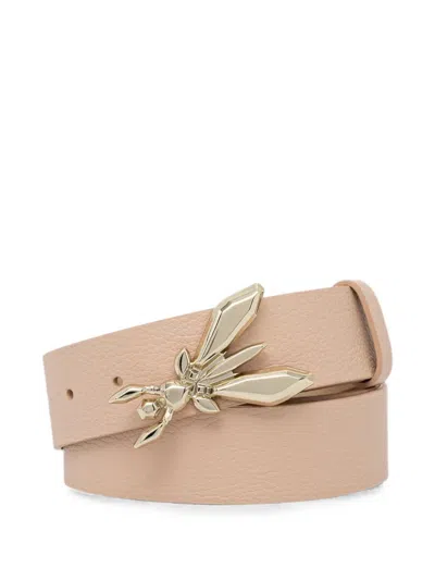 Patrizia Pepe Fly-buckle Pebbled-calf Leather Belt In Neutral