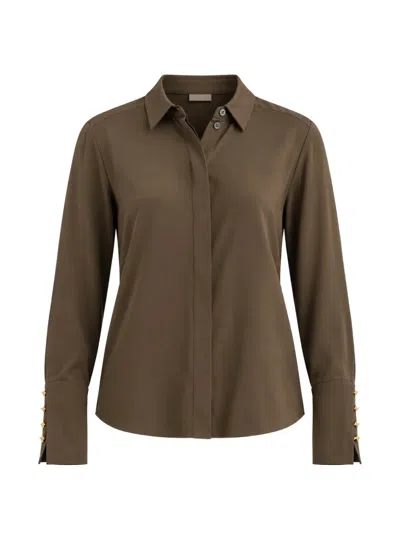 Patrizia Pepe Fly-button Crepe Shirt In Blue