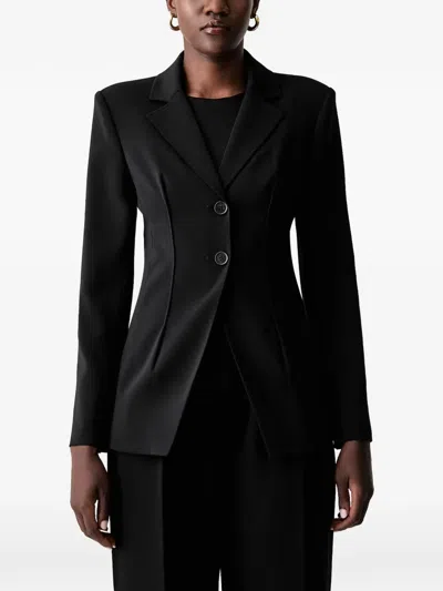 Patrizia Pepe Fly-detail Button-up Blazer In Black