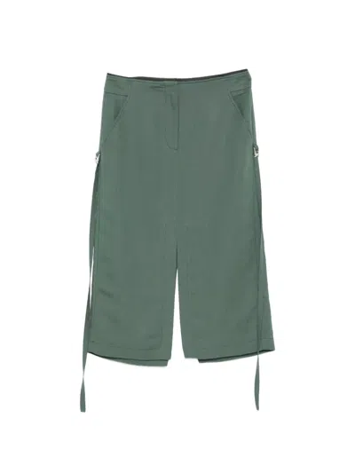 Patrizia Pepe Fly-logo Side-tie Midi Skirt In Green
