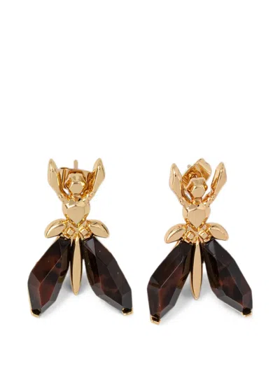 Patrizia Pepe Fly-motif Drop Earrings In Gold