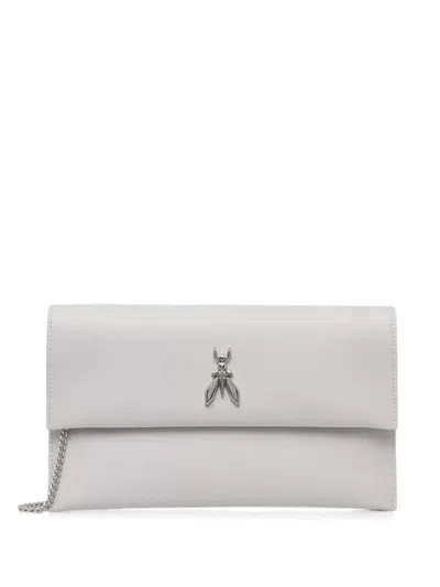 Patrizia Pepe Fly-plaque Chain-strap Clutch Bag In Gray