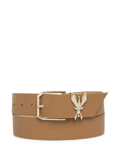 Patrizia Pepe Fly-plaque Grained-leather Belt In Brown