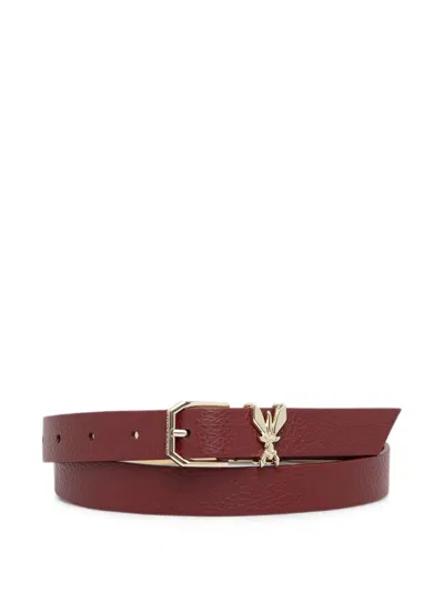 Patrizia Pepe Fly-plaque Grained-leather Belt In Burgundy