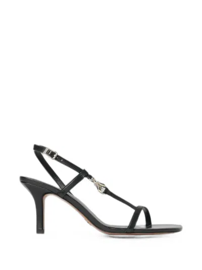Patrizia Pepe Fly-plaque Leather Sandals In Black