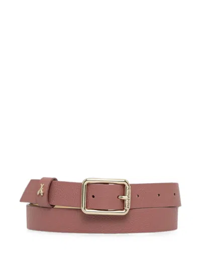 Patrizia Pepe Fly-plaque Pebbled Calf Leather Belt In Brown