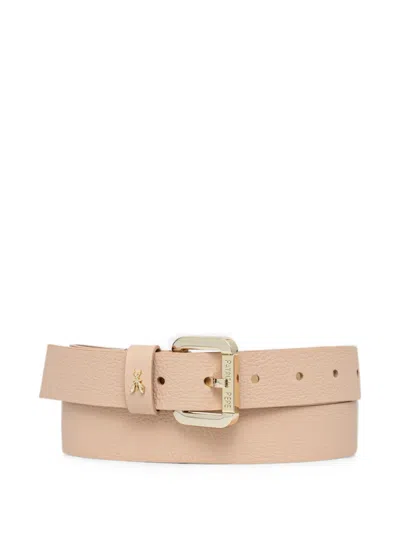 Patrizia Pepe Fly-plaque Pebbled Calf Leather Belt In Neutral