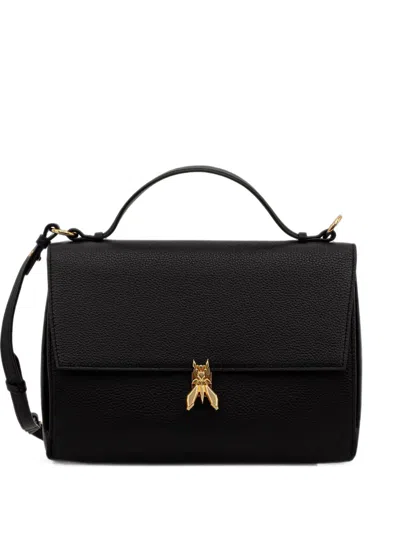 Patrizia Pepe Fly-plaque Pebbled Leather Shoulder Bag In Black