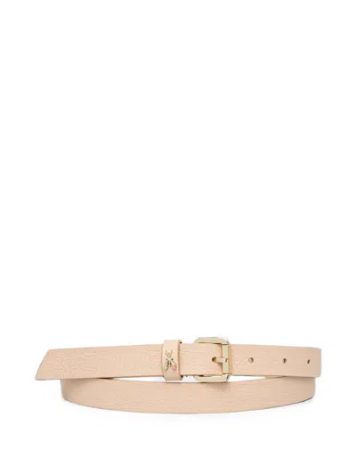 Patrizia Pepe Fly-plaque Pebbled-calf Leather Belt In Pink