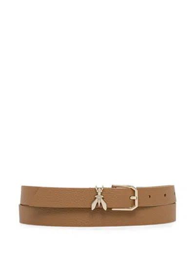 Patrizia Pepe Fly-plaque Pebbled-leather Belt In Brown