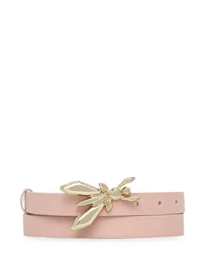 Patrizia Pepe Fly-plaque Pebbled-leather Belt In Pink