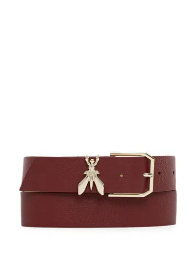 Patrizia Pepe Fly-plaque Pebbled-leather Belt In Burgundy