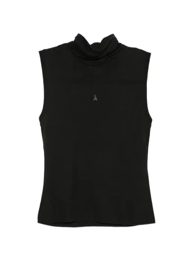Patrizia Pepe Fly-plaque Roll-neck Top In Black