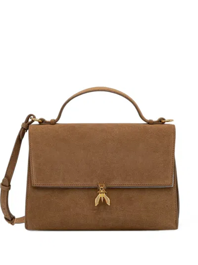 Patrizia Pepe Fly-plaque Suede Shoulder Bag In Brown
