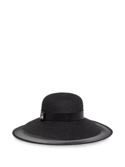 Patrizia Pepe Fly-plaque Wide-brim Hat In Black