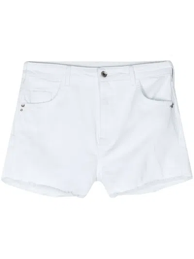 Patrizia Pepe Frayed Denim Shorts In White