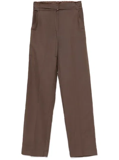 Patrizia Pepe Frayed-detailed Trousers In Brown
