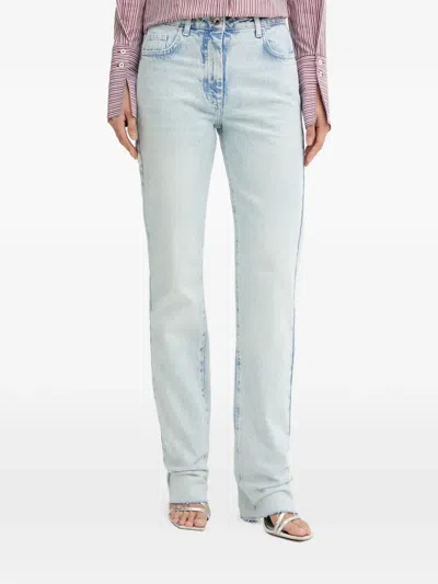 Patrizia Pepe Frayed-hem Jeans In Blue