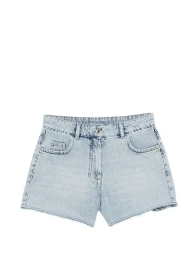 Patrizia Pepe Frayed-hem Shorts In Blue