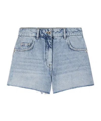 Patrizia Pepe Frayed-hem Shorts In Blue